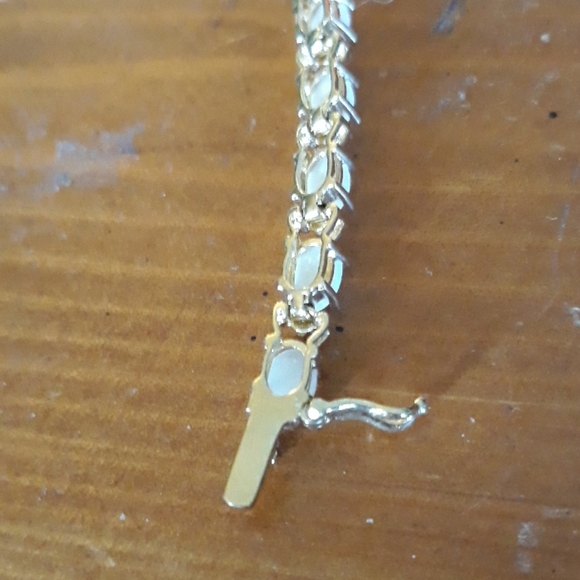 Vintage Gold Filled Opalescent Stone Tennis Bracelet - Picture 3 of 5